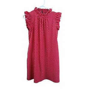 Jude Connally Shari Ruffle Mock-Neck Shift Dress Red XS Jude Cloth